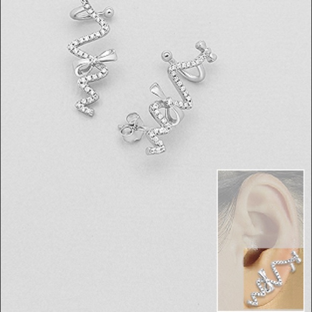 Sterling Silver Ear Cuffs with Cubic Zirconia - Picture 4 of 4